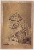 cca 1890 Vadász keményhátú fotója (kissé ázott) / Hunter photo 8x16 cm