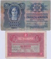 1912-17. 10K + 20K + 50K + 100K  "Felülbélyegzés Baja Járás Főszolgabíró 1919. jan.16." bé...