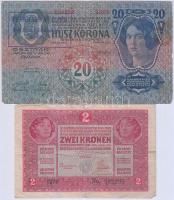 1912-17. 10K + 20K + 50K + 100K  "Felülbélyegzés Baja Járás Főszolgabíró 1919. jan.16." bé...