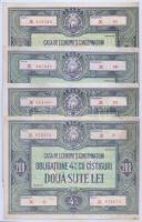 Románia DN "Országos Takarékpénztár (C.E.C.) 4%-os kötvénye 200L-ről (4x) T:II,III Romania ND "Casa De Economi Si Consemnatiuni" bond about 200 Lei (4x) C:XF,F