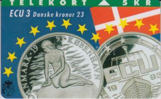 Telefonkártyák: 1994 Dánia Dán ezüst emlékpénzt ábrázoló használatlan telefonkártya