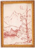 Újváry jelzéssel: Csorba-tó. Filc, papír, üvegezett keretben 30×21 cm