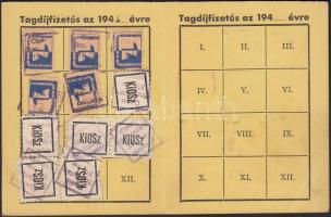 1946 Kisosz tagsági könyv tagsági bélyegekkel