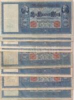 Német Birodalom/Császárság 1910. 100M piros pecsét és sorszám (10x) T:III
German Empire 1910. 100 Ma...