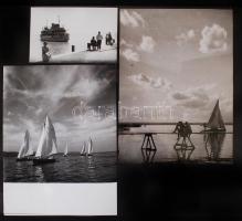 1960-1980 Balatoni fotótétel: 6db fotó vitorlásokról, fürdőzőkről, levlap mérettől a 18x24cm-ig