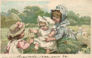 1899 Children, Theo. Stroefer's Kunstverlag 'Aquarell-Postkarte Serie IV. Kinder No. 302.' litho