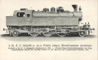 A MÁV 342,008 Prairie-jellegű, Brotán-kazános mozdonya / Hungarian locomotive