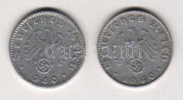 D.Reich 1940G + 1940B 50Pf Alu h.k-tel T:3