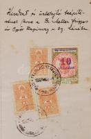 1937 Győr Kazinczy u. 3. épület kirakatépítésének kézzel rajzolt tervrajza illetékbélyegekkel