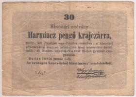 1849. 30Kr "Kossuth-bankó" T:III/III-