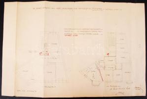 1929 Győr, Jedlik Ányos utcai magánház tervrajza,építőmester: Farkas Dávid, kézzel rajzolt, illetékbélyegekkel