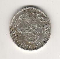 D.3.Reich 1938D 5M Ag "Hindenburg" h.k-tel T:3+/3