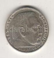 D.3.Reich 1938D 5M Ag "Hindenburg" h.k-tel T:3+/3