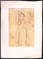 Ék Sándor (1902-1975): Jenakijevói acélmunkás. Grafit, papír, jelzett ("Alex Keil"), paszp...