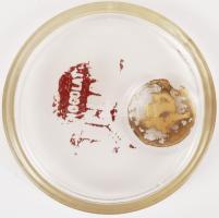 Kerek, üveg pénzvisszaadó tálca, használt állapotú, m: 20 cm /
Glass cash bowl, used