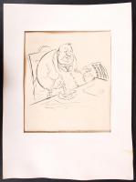 Ék Sándor (1902-1975):  "Der Sozialdenkender". Tus, papír, jelzés nélkül, feliratozva, pas...