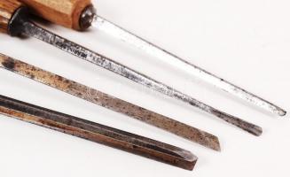 4 db eszközből álló Herring Bros, London márkájú antik famegmunkáló-készlet, m: 19 cm /
Antique wood...