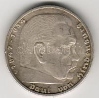 D.3.Reich 1938F 5M Ag "Hindenburg" h.k-tel T:2-/3+