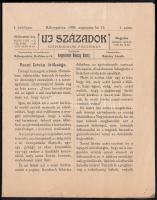 1909 Az Uj Századok című folyóirat előfizetési felhívása, hajtogatott, mindkét oldalán részleteket tartalmaz a folyóiratból