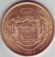 Monako 1886. III.Károly 100Fr Au 32,258g RR!! Csak 5000db! T:2+