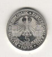 NSZK 1955. 5M "Markrgraf von Baden" Ag T:PP min.karc