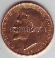 Románia 1922. I.Ferenc Ferdinánd 100L Au RRR!!! T:2