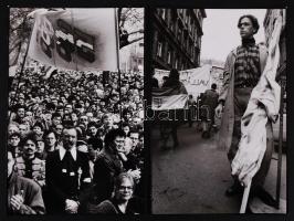 1989 Benkő Imre 7db-os képriportja a március 15-i felvonulásról, pecséttel jelzett, 16x23cm