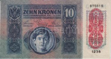 1915. 10K piros "Deutschösterreich" felülnyomással (2x) egymás utáni sorszámmal T:I hullám...