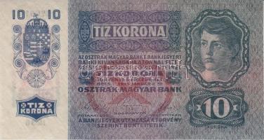 1915. 10K piros "Deutschösterreich" felülnyomással (2x) egymás utáni sorszámmal T:I hullám...