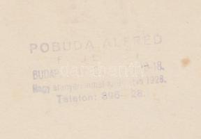 cca 1930-1940 Pobuda Alfréd (1876-1942): Evezősök a Dunán. Vintage sportfotó, pecséttel jelzett, 18x...