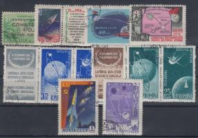 Űrkutatás, távközlés kis pecsételt tétel: 10 db bélyeg, Space research, telecommunication small stamped items: 10 stamps