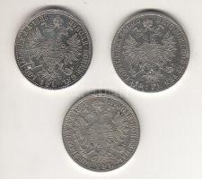 Ausztria 1860A T:2 pici ph., 1885. T:2 kis ph., 1887. T:2/3 1G Ag 3 klf db
