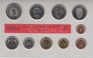 Németország 2001A 1Pf-5M 10klf db, benne 3klf 2M, forgalmi szett laminált tokban T:PP
Germany 2001A ...