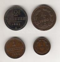 Ausztria 1851A 1Kr T:2, 1891. 1Kr T:2,3, 1851A 2Kr T:2/3 ph., 1860A 4Kr T:3/4