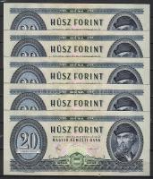 1980. 20Ft(5x) azonos sorozatszámmal,benne   egymásutáni sorszámok  T:I