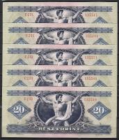1980. 20Ft(5x) azonos sorozatszámmal,benne   egymásutáni sorszámok  T:I