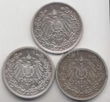 Német Birodalom 1906D/F/G 1/2M Ag 3db klf T:2-
German Empire 1906D/F/G 1/2 Mark Ag 3 different C:VF