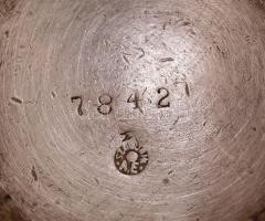 Három eltérő méretű antik leveses kiöntő, kettő jelzett, alpakka, m: 7 cm, d: 11 cm