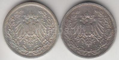 Német Birodalom 1906A/E 1/2M Ag 2db klf T:2,2-
German Empire 1906A/E 1/2 Mark Ag 2 different C:XF,VF