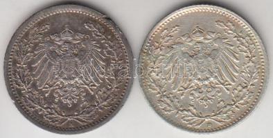 Német Birodalom 1912A/D 1/2M Ag 2klf T:2,2- ph.
German Empire 1912A/D 1/2 Mark Ag 2 different C:XF,V...