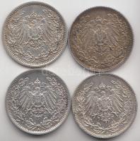 Német Birodalom 1915A/D/F 1/2M Ag 3klf + 1916A 1/2M Ag T:2
German Empire 1915A/D/F 1/2 Mark Ag 3 dif...