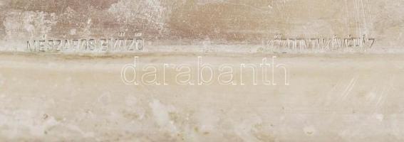 Kávéházi alpakka tálca, Hacker és társa jelzéssel és Mészáros Győző Központi Kávéház felirattal. 27×...