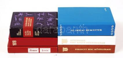 Minikönyv: 6 darab vegyes témájú minikönyv: Lenin; Műkincsek Pest megye múzeumaiban; Olimpiai nemzet...