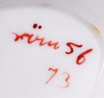 3 db-os porcelán tétel, teatartó, kiöntő, kis tányér, hibátlanok, kézzel festettek, kettő jelzés nél...