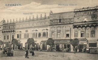 Eperjes, Fő utca, Werther J. kereskedése, szálloda / main street, hotel, shops