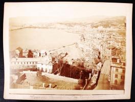 cca 1880 Genovai panoráma. Fotó kartonra kasírozva / Genova photo mounted on cardboard 29×22 cm