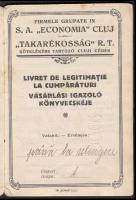 1930 A kolozsvári Takarékosság R.T vásárlási könyvecskéje 11,2×7,7 cm