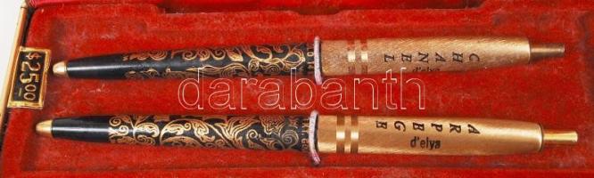 Arpege Y Chanel aranyozott toll pár, eredeti viseltes tokjában, tollak jó állapotban