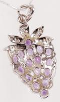 Eper alakú ezüst (ag) függő ezüst láncon cirkónia és ametiszt berakással díszítve / Silverpendant an...