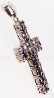 Kereszt alakú ezüst (Ag) medál markazit és ametiszt berakásokkal díszítve. / Silver pendant crucifix...